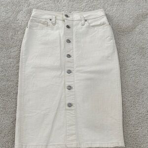 Madewell Cream Button-Down Pencil Skirt